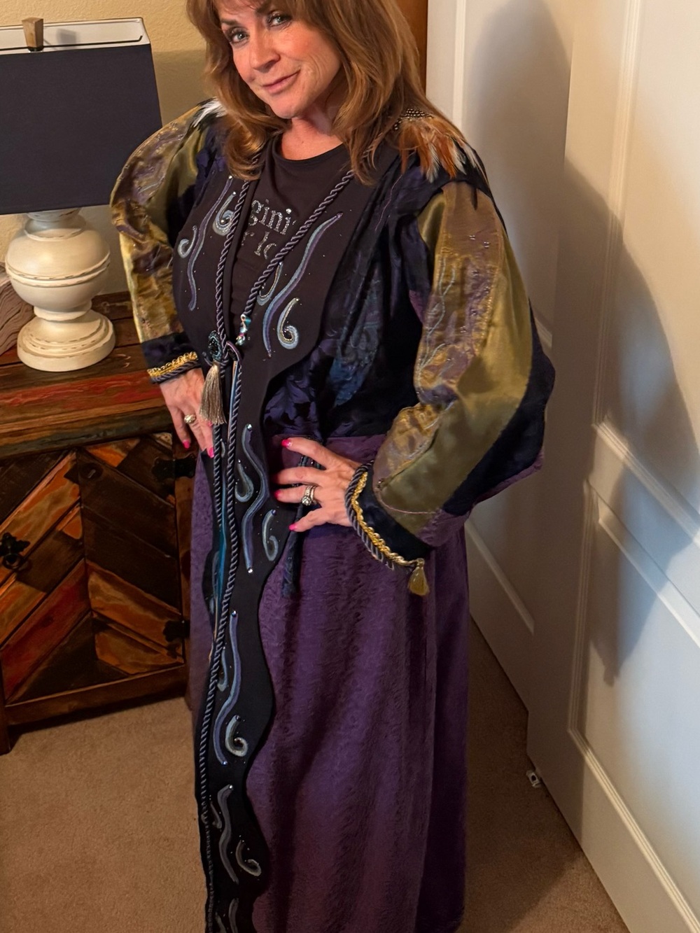Renaissance Fair/Wizard Robe Maxi Coat - Deep Purple, Purple & Gold.